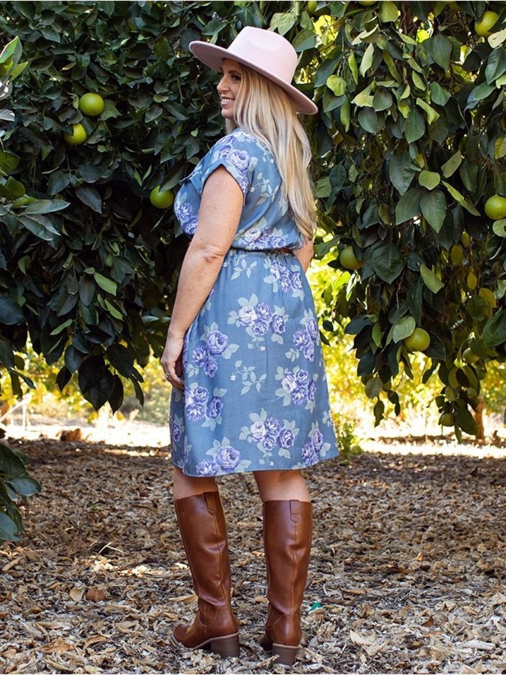 LuLaRoe Stacie Blue Floral Shirt Dress